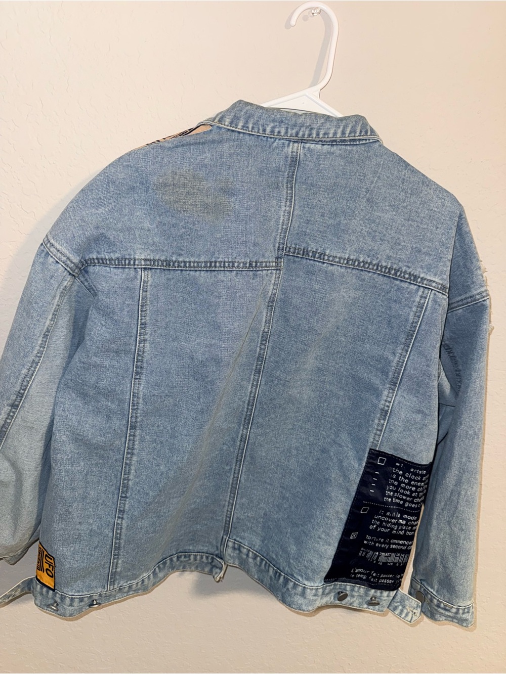Denim Patchwork Jacket - Light Blue with Multicolor Patches Daisey one of a kind - Picture 10 of 13